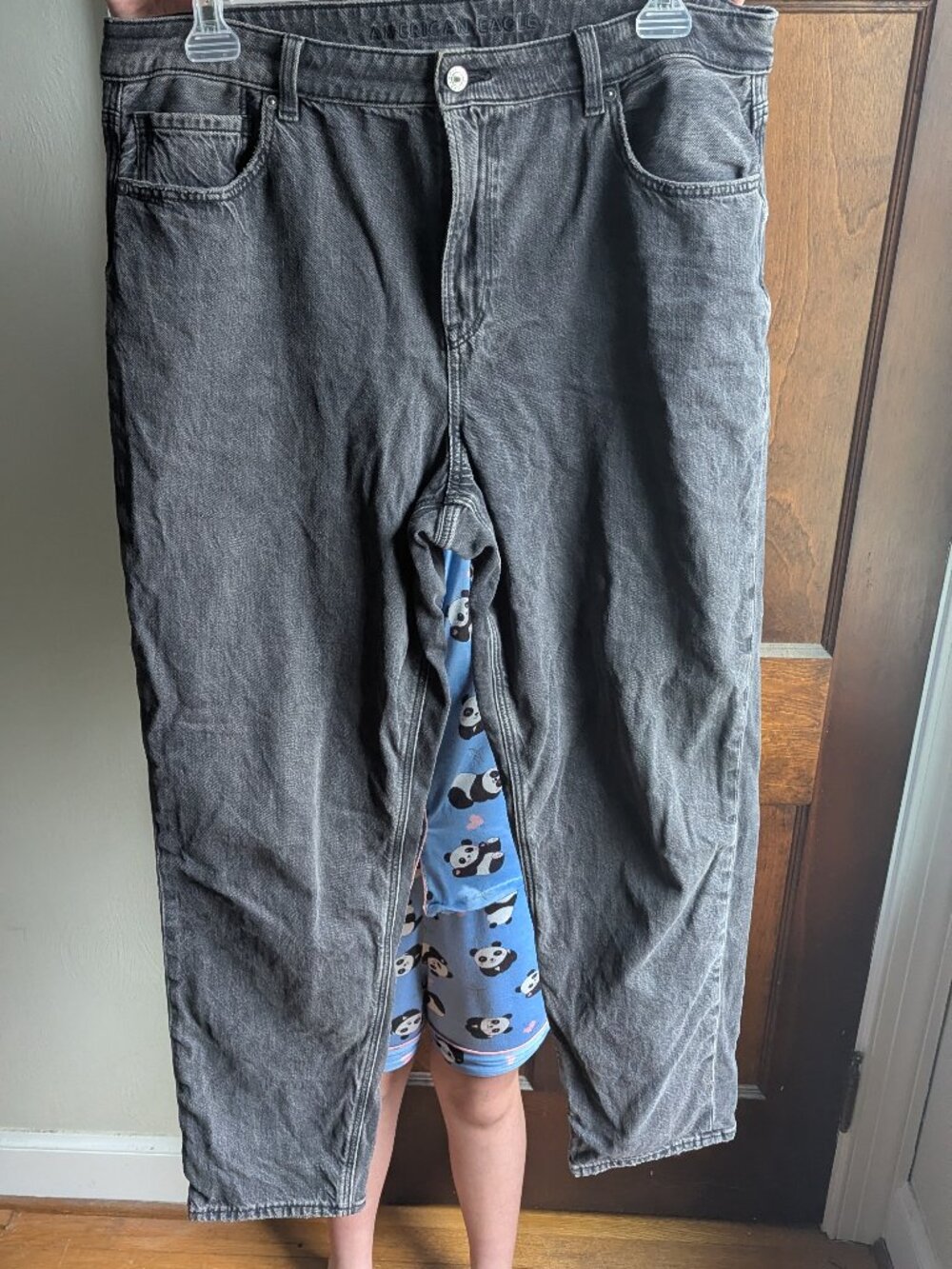 American Eagle Strigid Mom Jean Black 16 Long